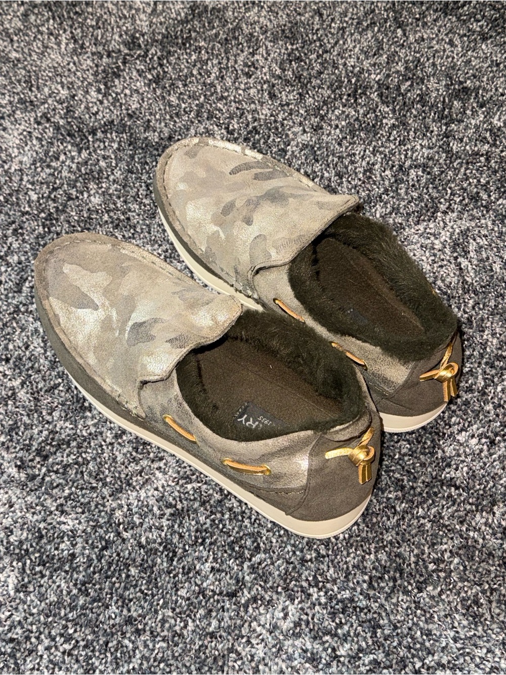 Sperry Women's Camo Slip-On Shoes in Olive/Tan Camo